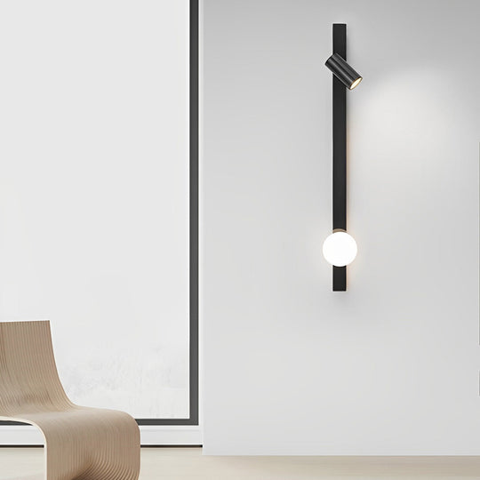 Black and Gold LED Linear Wall Lamp with Adjustable Spotlight