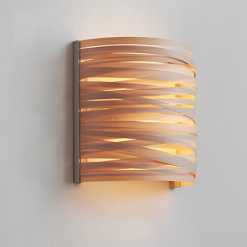 Semi-Cylindrical Handmade Wood Decorative Wall Lamp