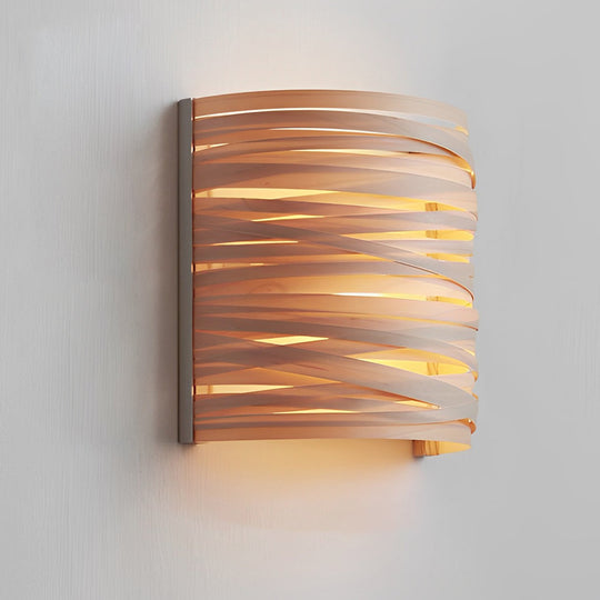 Semi-Cylindrical Handmade Wood Decorative Wall Lamp