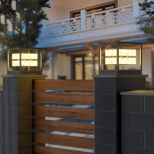 Square LED Waterproof Modern Solar Deck Post Light