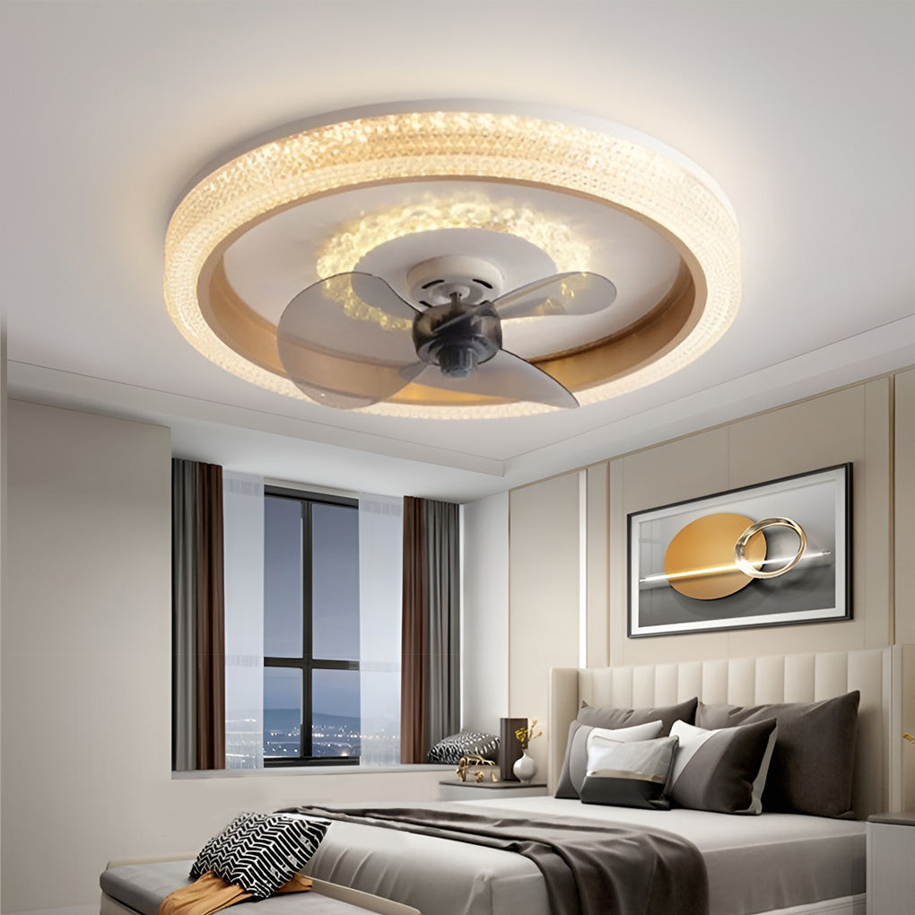 Round 360° Rotatable Stepless Dimming LED Ceiling Fan Light