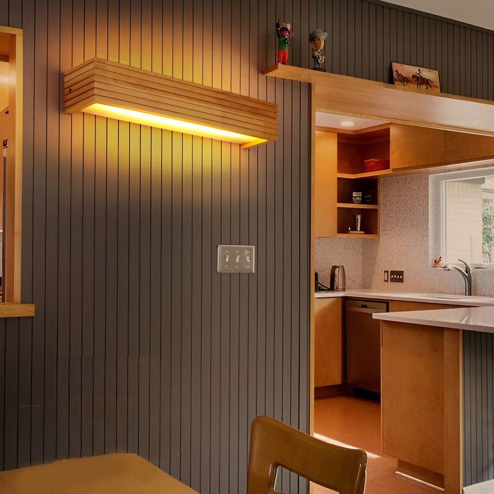 Wood Rectangular Waterproof LED Nordic Wall Sconce