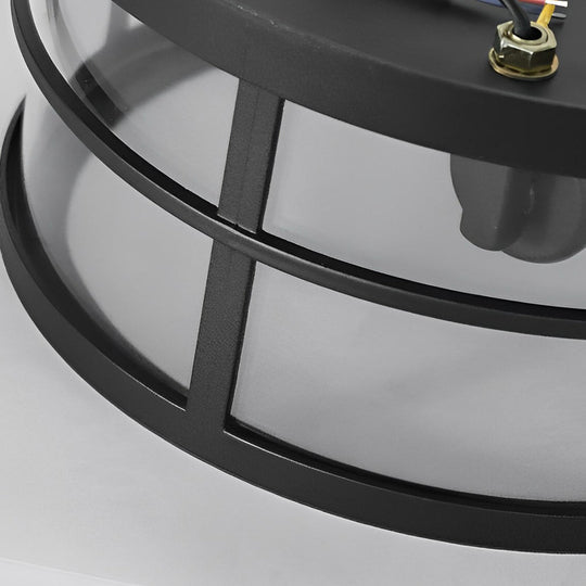 Round Square Waterproof Black Rustic Outdoor Ceiling Light