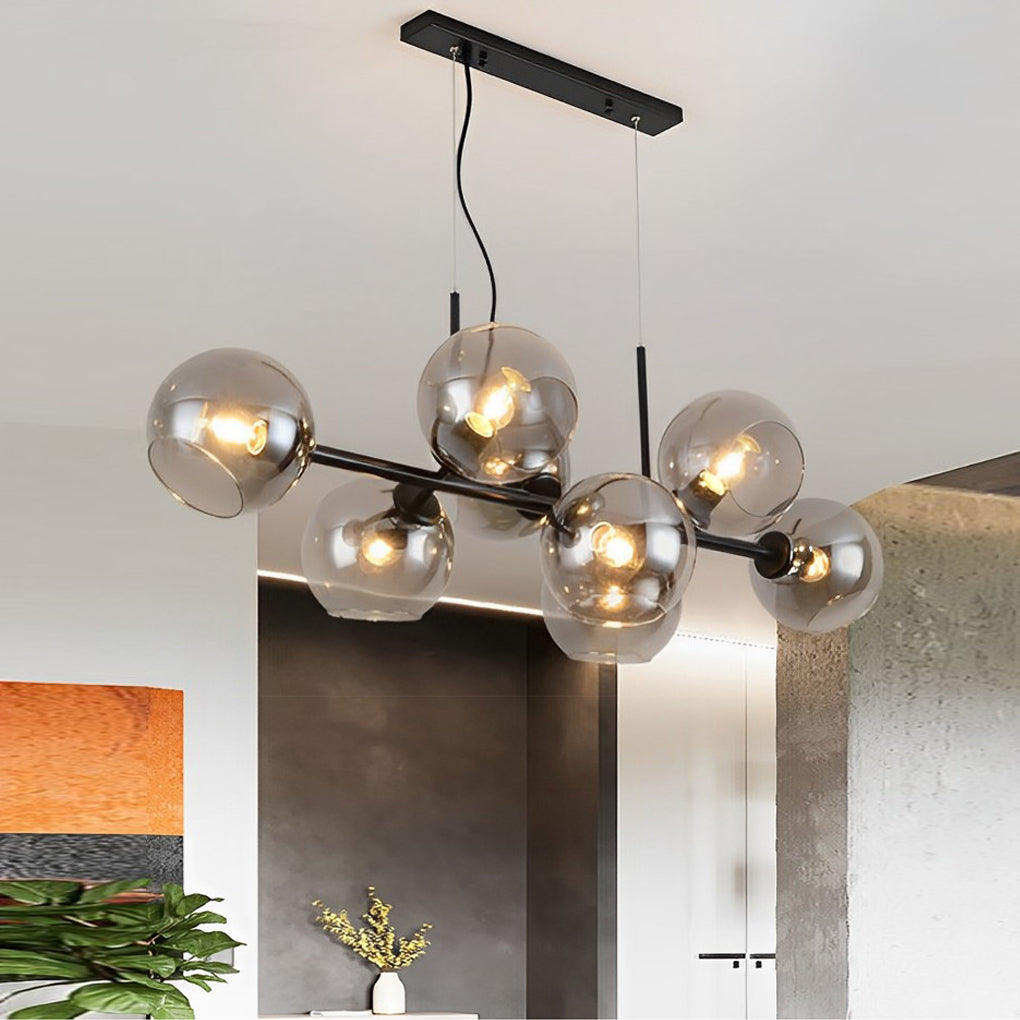 8 Lights Glass Shade LED Postmodern Chandelier Dining Room Light Fixture