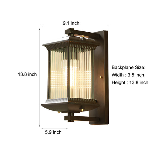 Outdoor Waterproof Creative Glass Shade Brown Retro Wall Light