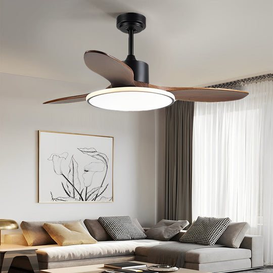 Wooden Nordic LED Ceiling Fan Light with Remote Control
