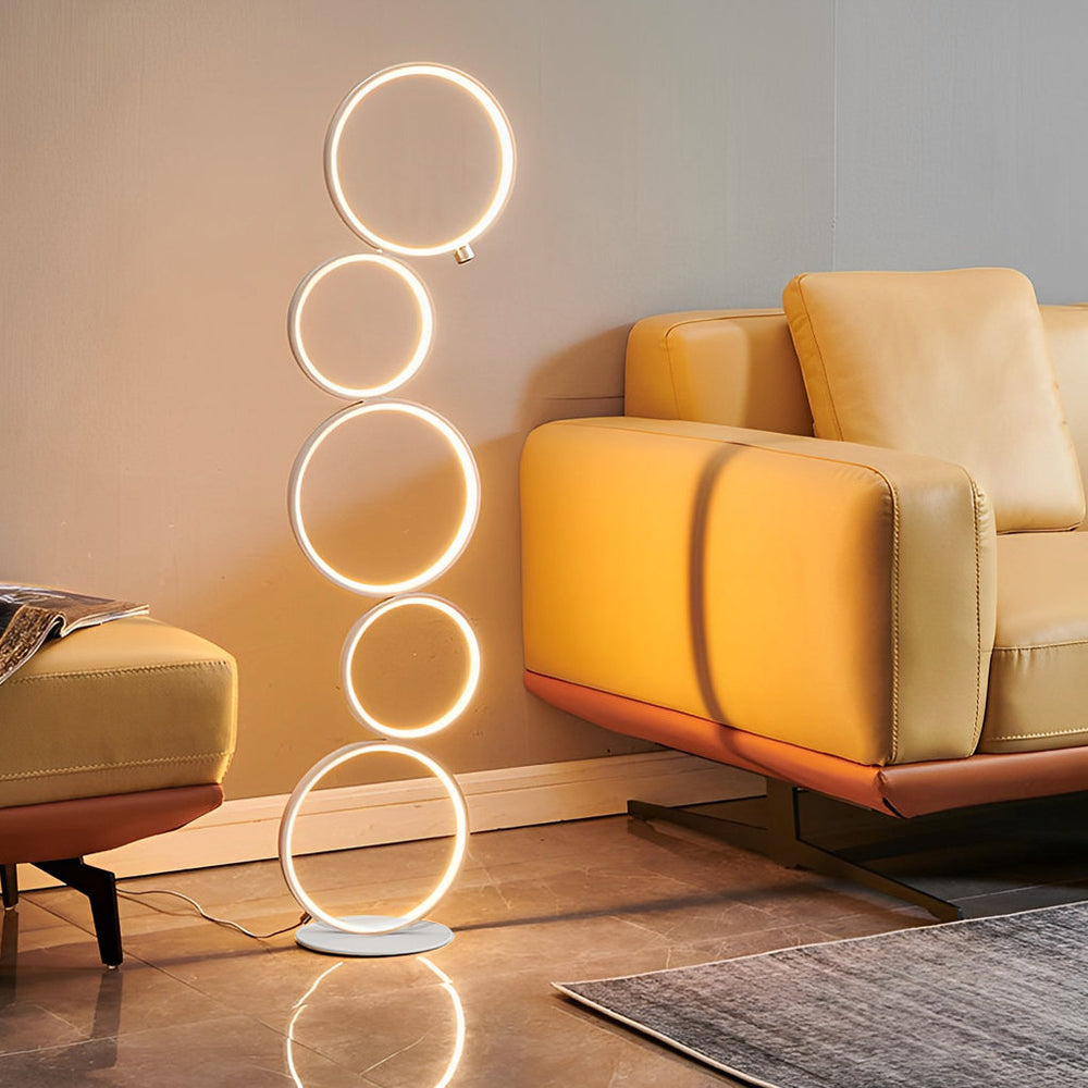 Modern Artistic 5-Circle LED Floor Lamp with Touch Control