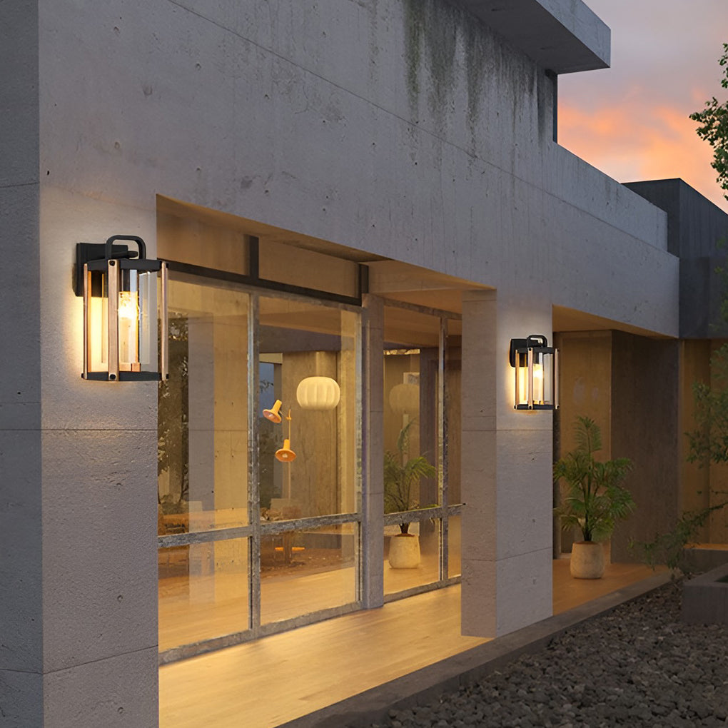 Lantern Shaped Black Industrial Outdoor Wall Sconce