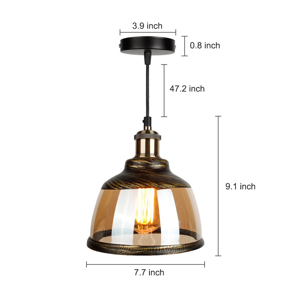 Green Bronze Glass Antique Industrial Style Pendant Light