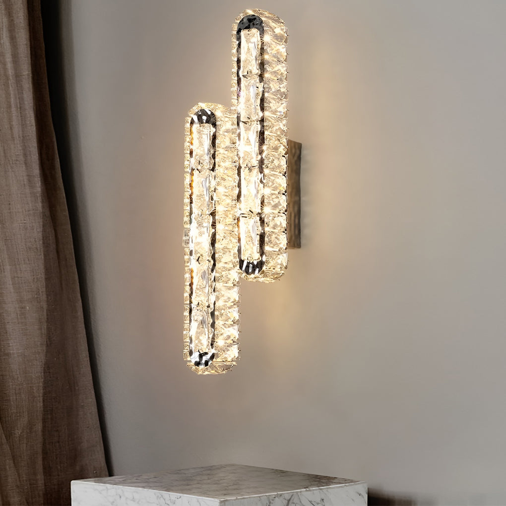 Double Strip Three Step Dimming LED Crystal Wall Lamp