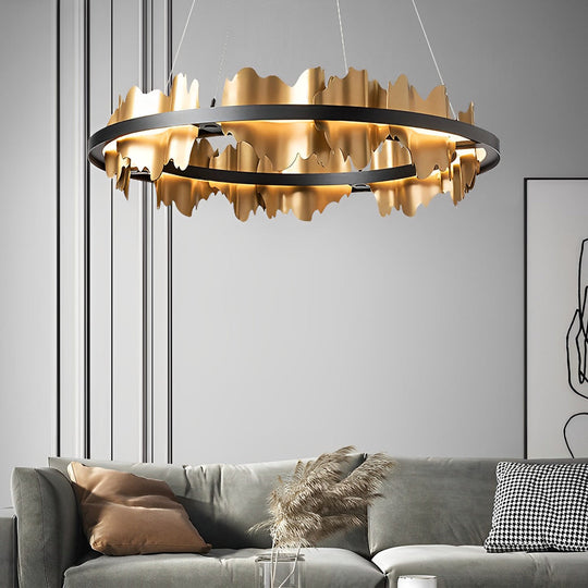 Creative Metal Circular Stepless Dimming LED Post Modern Chandelier