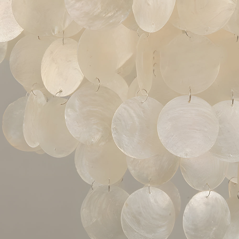 Seashell Discs 4-Tier LED Chandelier – Adjustable 39.4" Chain