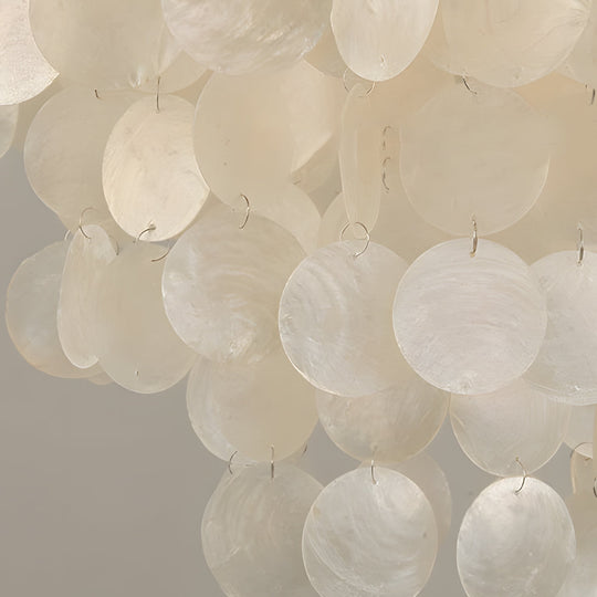 Seashell Discs 4-Tier LED Chandelier – Adjustable 39.4" Chain