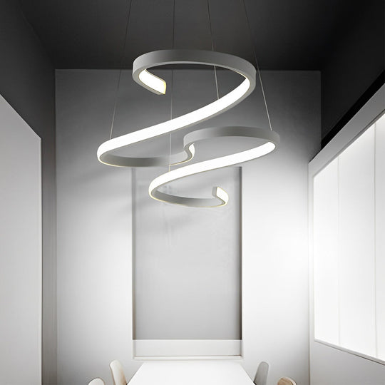 Creative Wavy Lines Stepless Dimming LED White Minimalist Chandelier