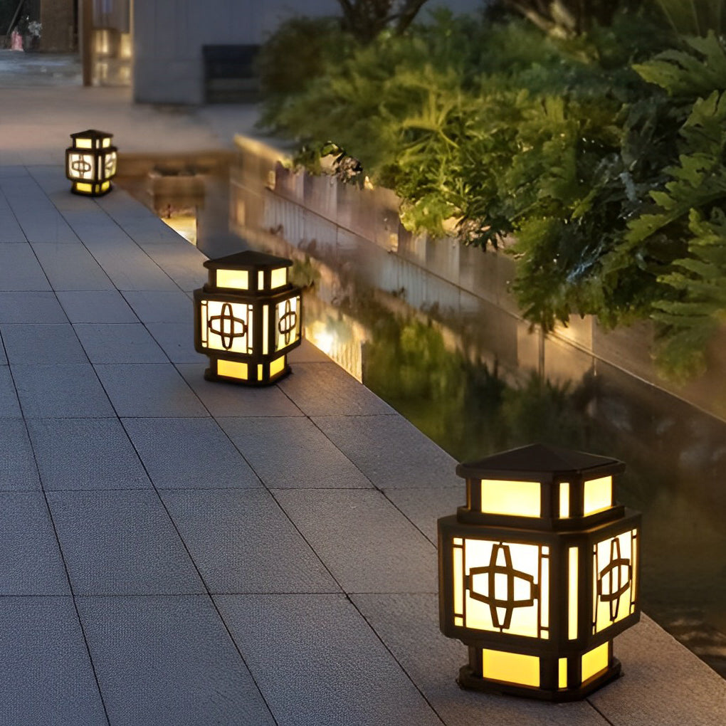Creative Retro Black Outdoor Deck Post Light with LED