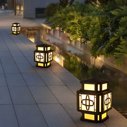 Creative Retro Black Outdoor Deck Post Light with LED