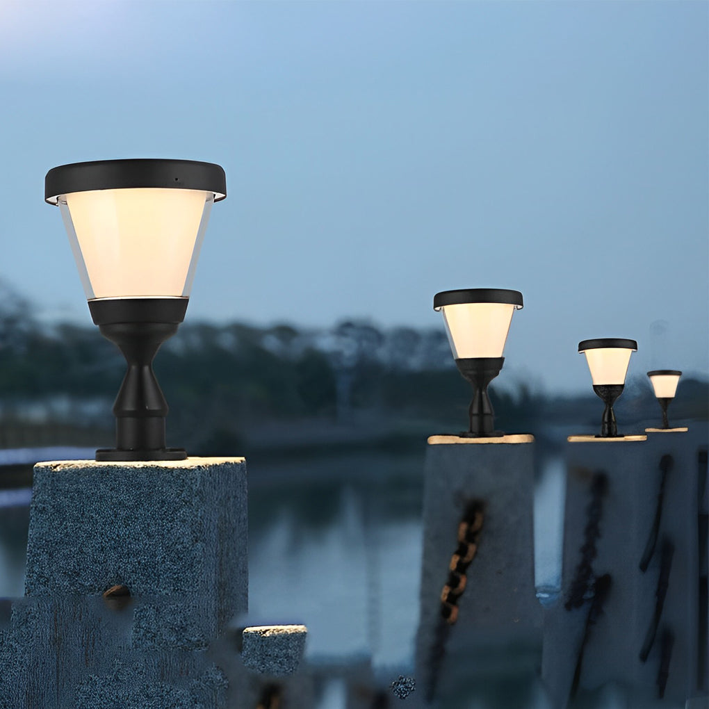 Black Modern Solar LED Fence Post Cap Light
