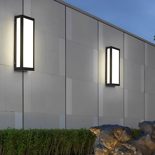 Rectangular LED Waterproof Black Modern Outdoor Exterior Wall Lamp