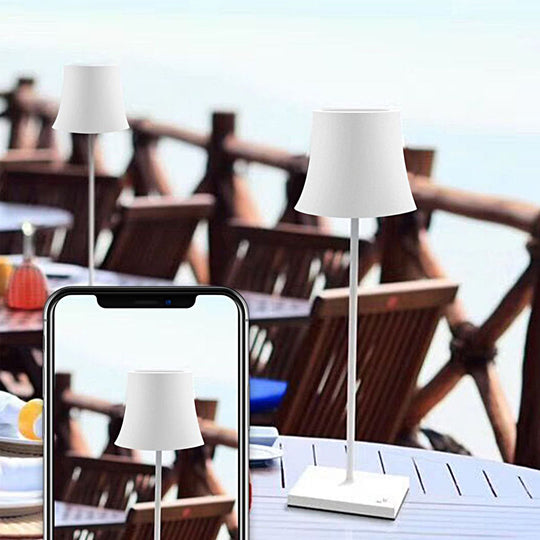 15 Inch Cordless Modern Cool Hue Metal Table Lamp (Black/White)