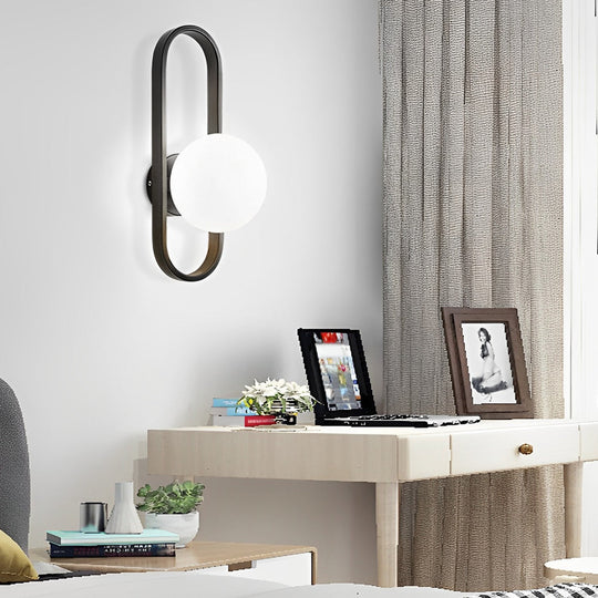 Creative Glass Shade Elliptical Iron Modern Wall Lamp