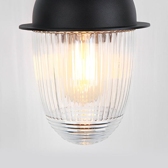 Waterproof Glass Ball Matte Black Outdoor Wall Lamp