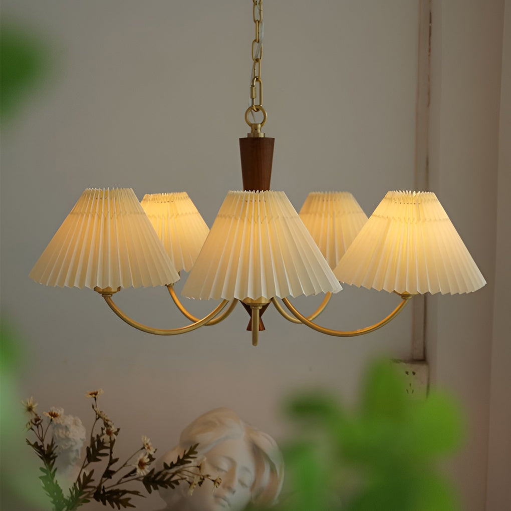 3 Lights Pleated Lampshade 12W LED Nordic Chandelier
