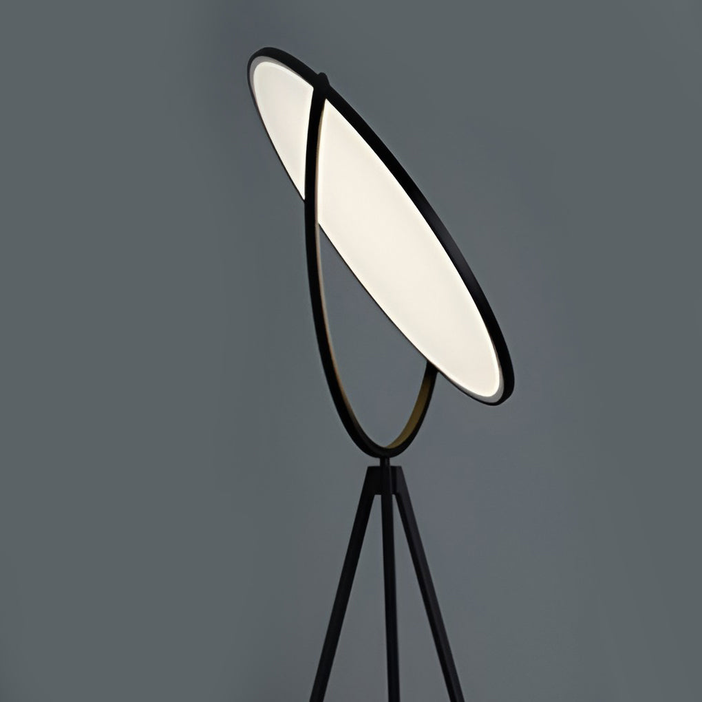 Black Metal Rotating LED Tripod Floor Lamp with Acrylic Shade