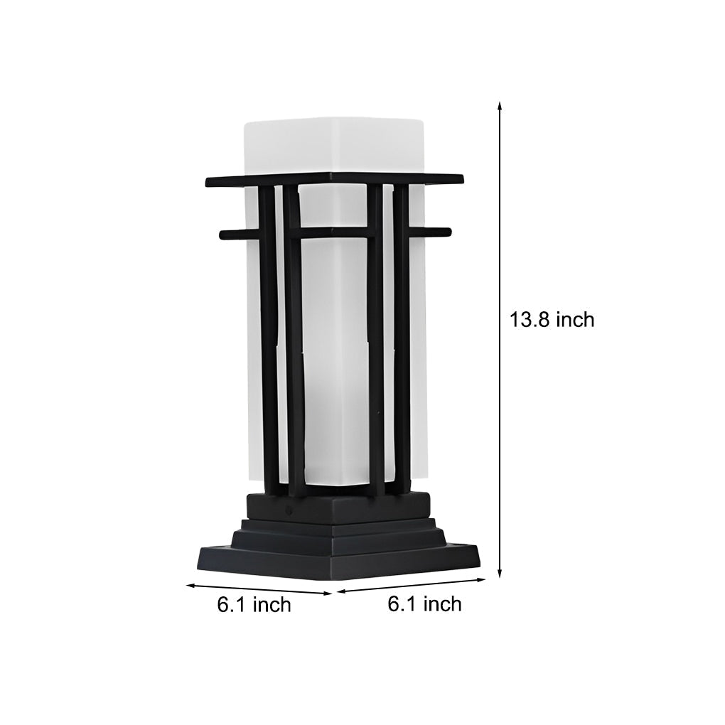 Black Retro Aluminum Outdoor Path Lights with Frosted Glass