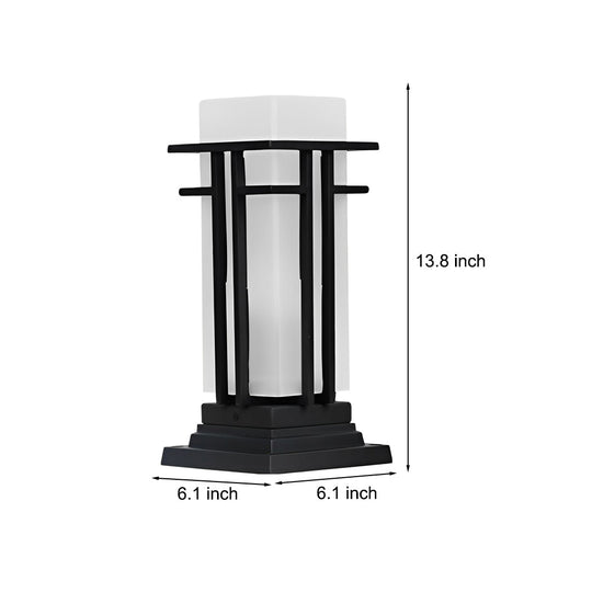 Black Retro Aluminum Outdoor Path Lights with Frosted Glass