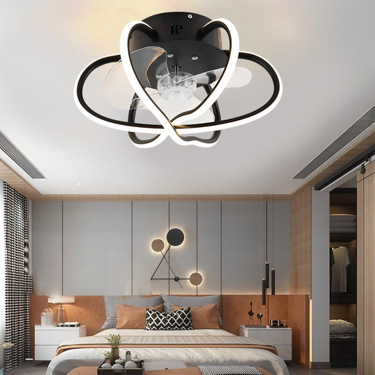 Round Flower Cage Bladeless Ceiling Fan with Dimmable LED and Remote Control