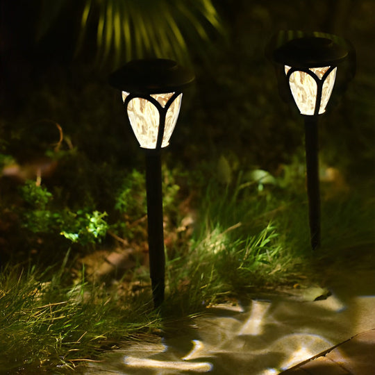 2PCS Intelligent Solar LED Lawn Lamps with Black Opaque Glass Shade