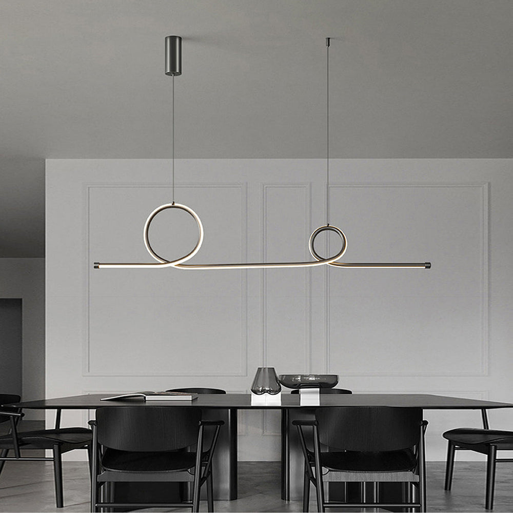 Minimalist Waves Circular Stepless Dimming LED Intelligent Chandelier