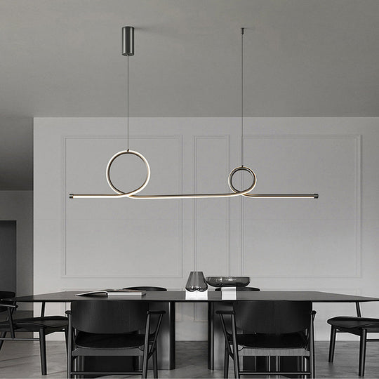 Minimalist Waves Circular Stepless Dimming LED Intelligent Chandelier