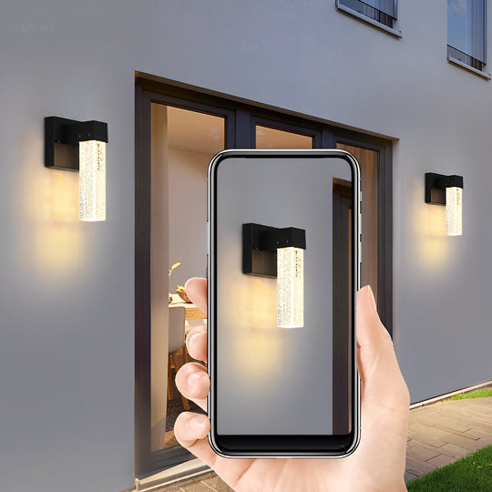Waterproof LED 10W Crystal Black Modern Outdoor Wall Lamp
