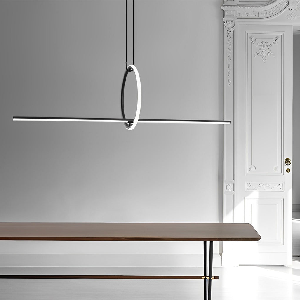 Long Linear Ring Three-Step Dimming Modern Minimalist LED Chandelier