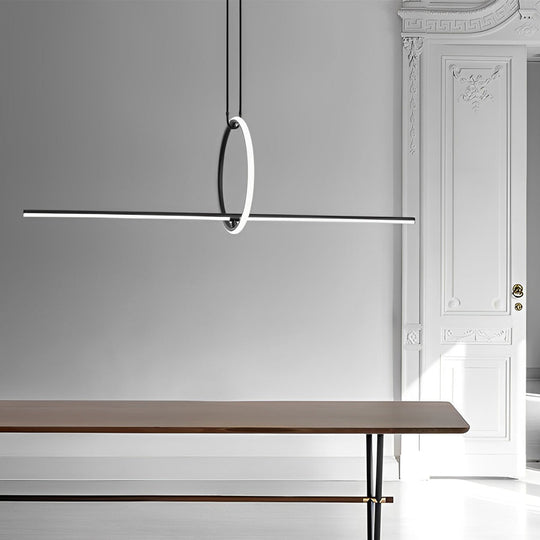 Long Linear Ring Three-Step Dimming Modern Minimalist LED Chandelier