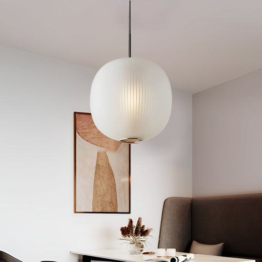 Round Lantern-Shaped Glass LED Modern Pendant Light