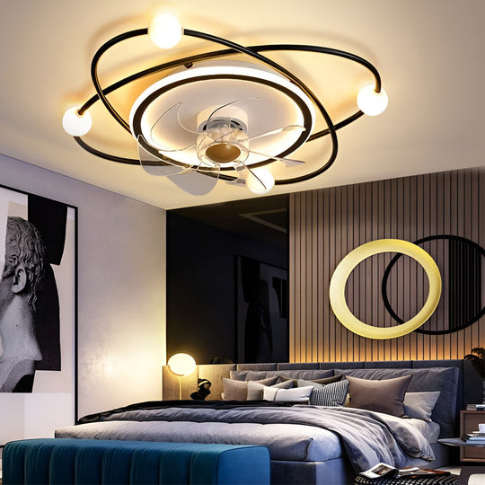 Creative Intelligent Stepless Dimming LED Nordic Ceiling Fan Light