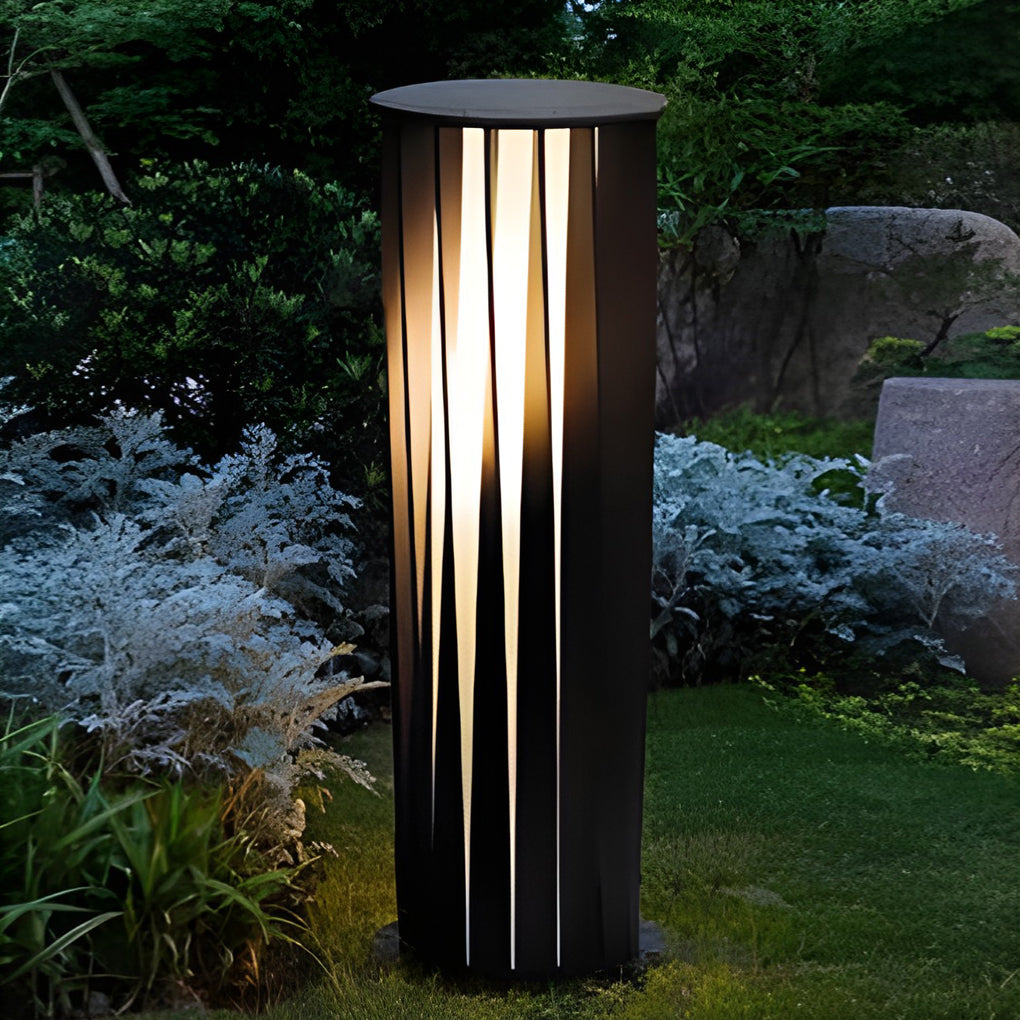 Geometric Black Cage Solar LED Pathway Lights