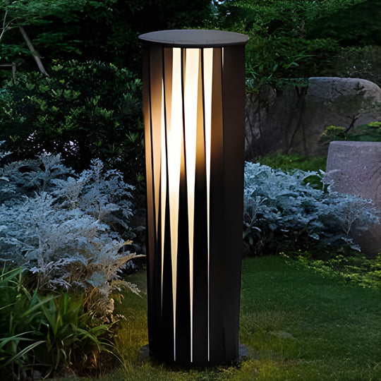 Geometric Black Cage Solar LED Pathway Lights