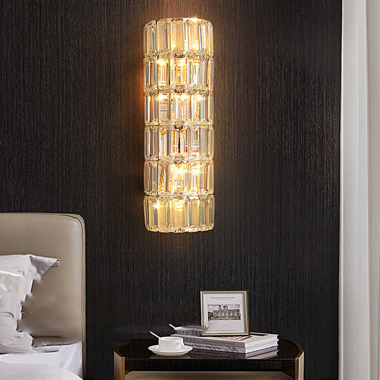 Round Rectangular Crystal Three Step Dimming Modern Wall Lamp