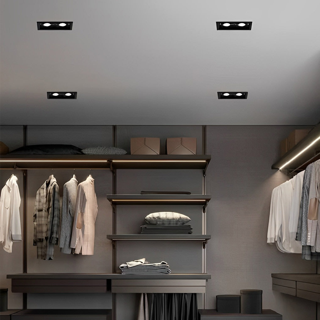Rectangular – 2-Light Adjustable Recessed LED Spotlight with Three-Step Dimming