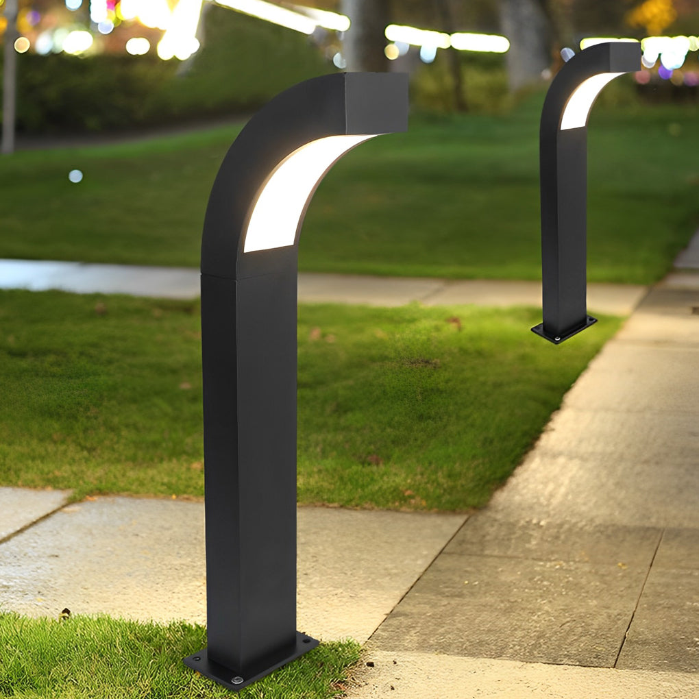 Curved LED Pathway Light Minimalist Black Waterproof Landscape Lamp