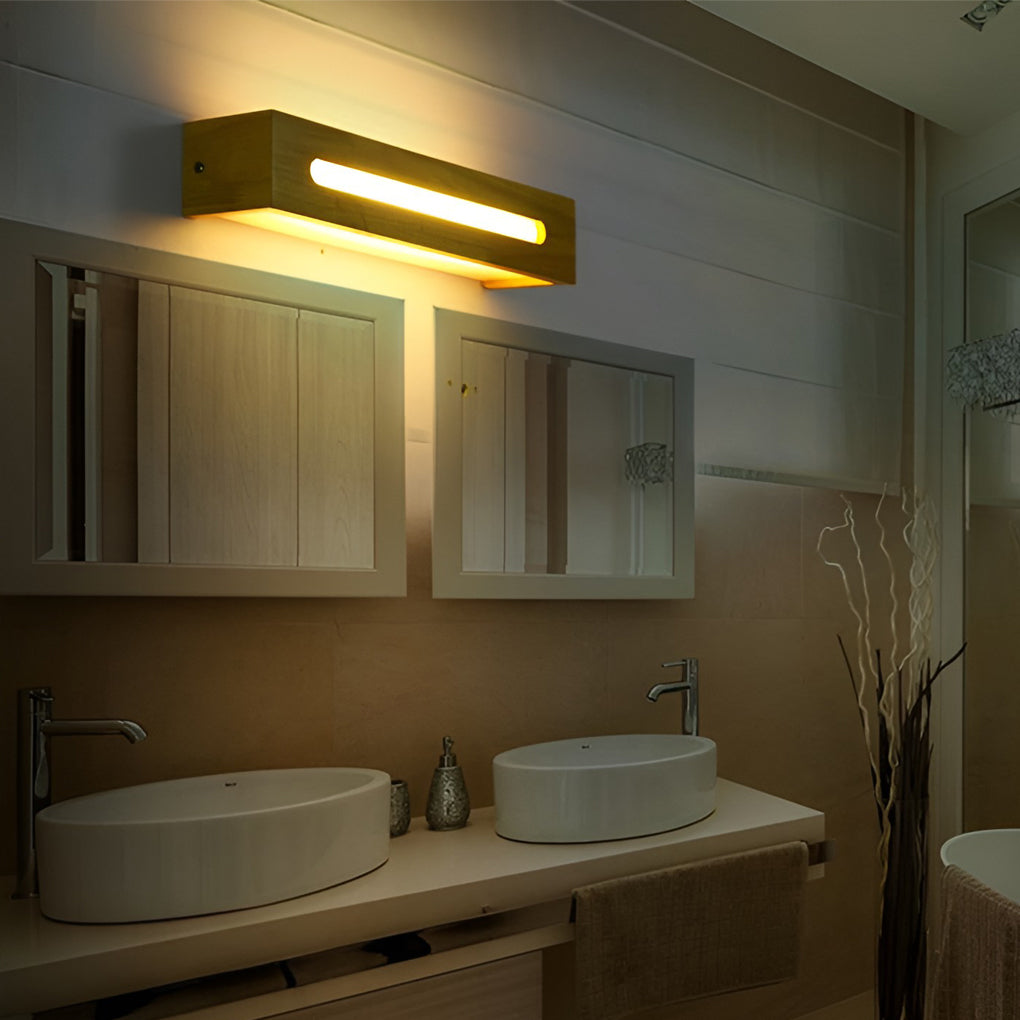 Rectangular Wood Waterproof LED Nordic Wall Lamp