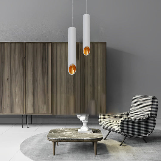 Long Cylindrical Oblique LED Minimalist Nordic Chandelier Pendant Light