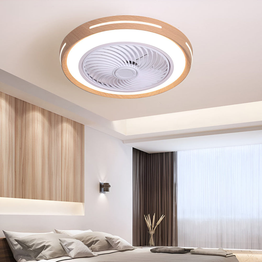 Round Ultra-thin Mute LED Nordic Bladeless Ceiling Fan Light
