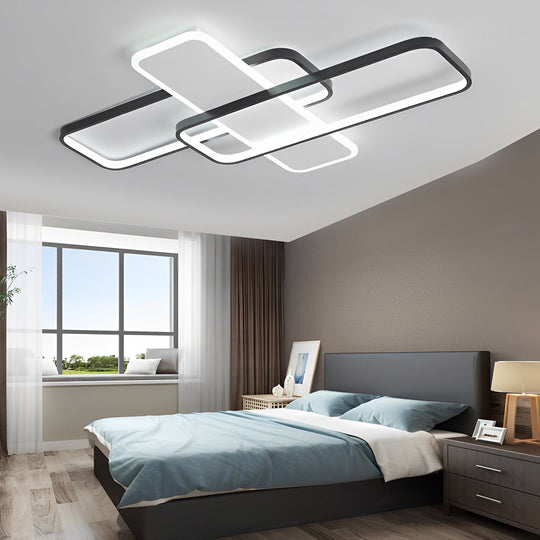 Square Overlapping Stepless Dimming LED Nordic Ceiling Light Chandelier