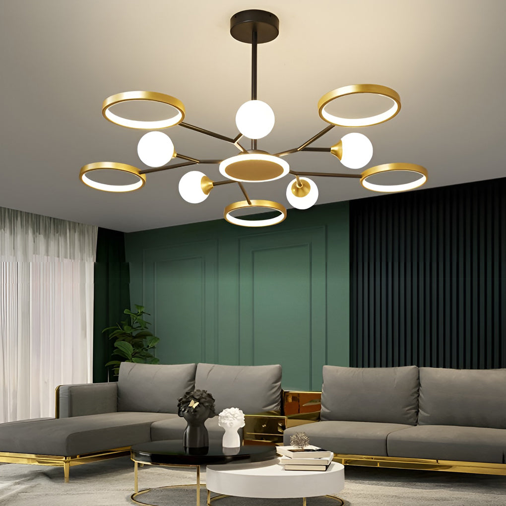 6 Lights Circles LED Modern Ceiling Light Chandelier Hanging Lamp