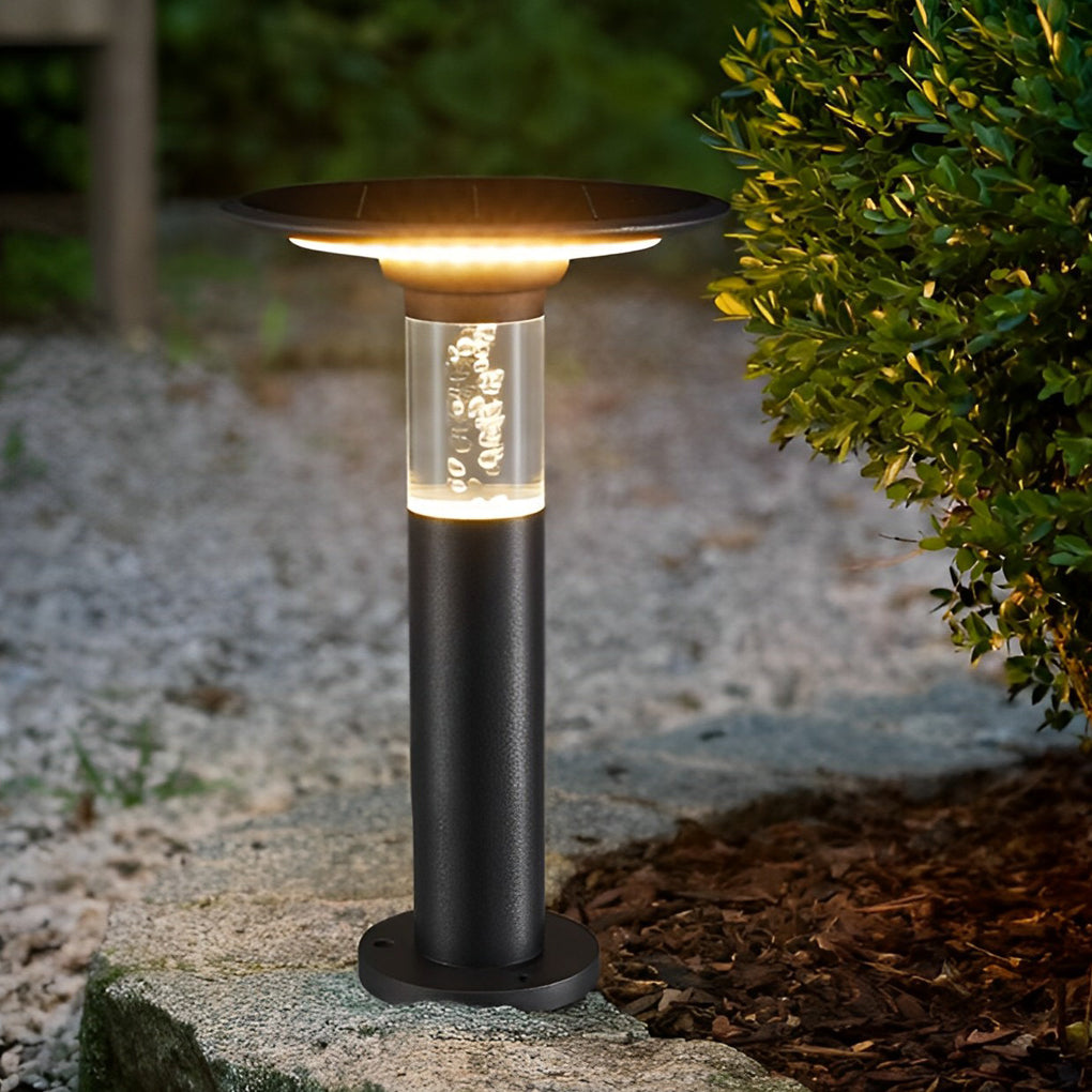 Solar Path Lights with Innovative Round Top Disk Down Lighting and Bubble Design