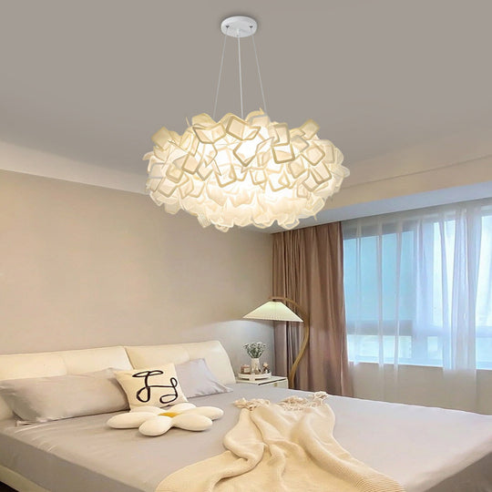 Flower Petals Three Step Dimming LED White Nordic Chandelier Light